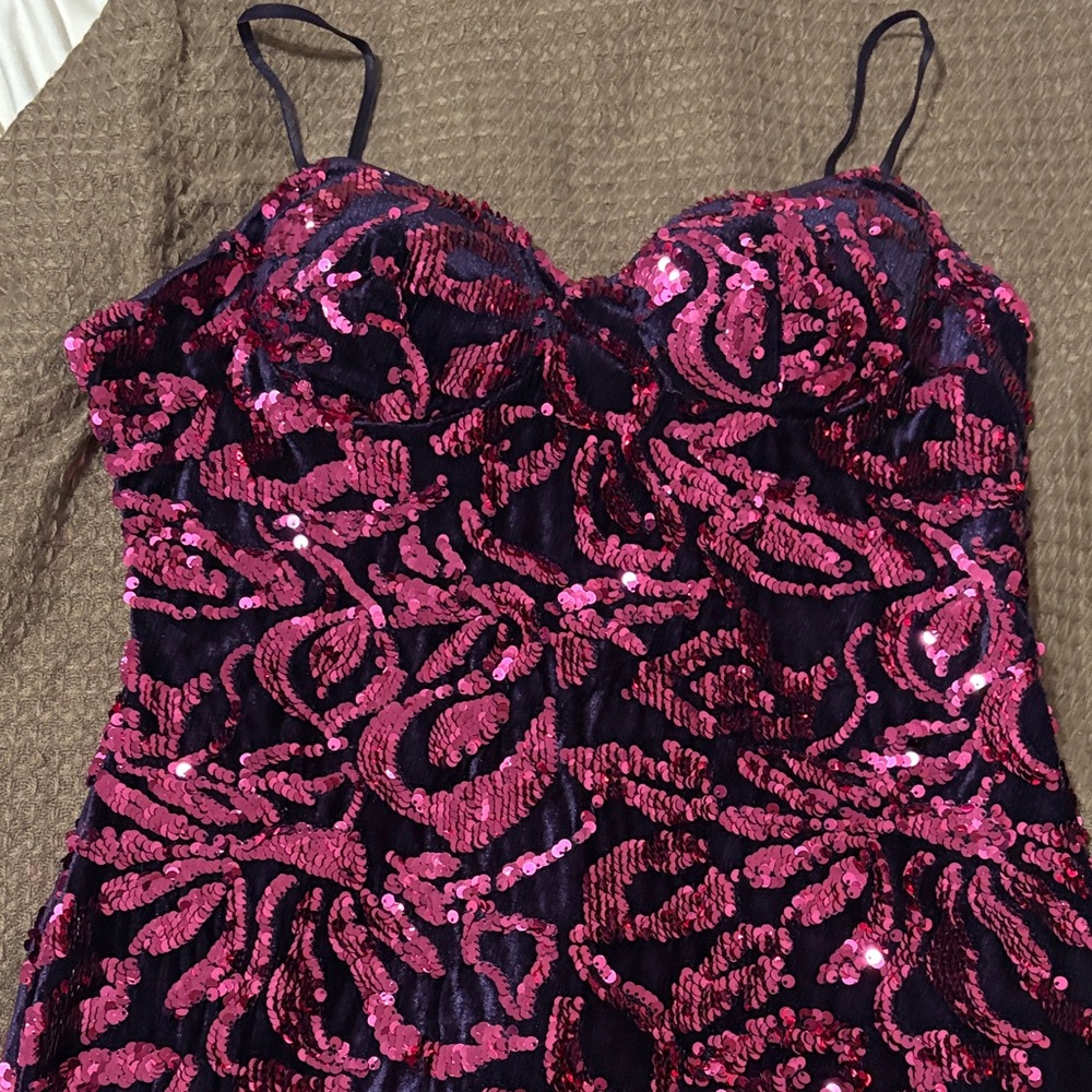 Fashion Nova Black Maxi Dress with Pink Sequins